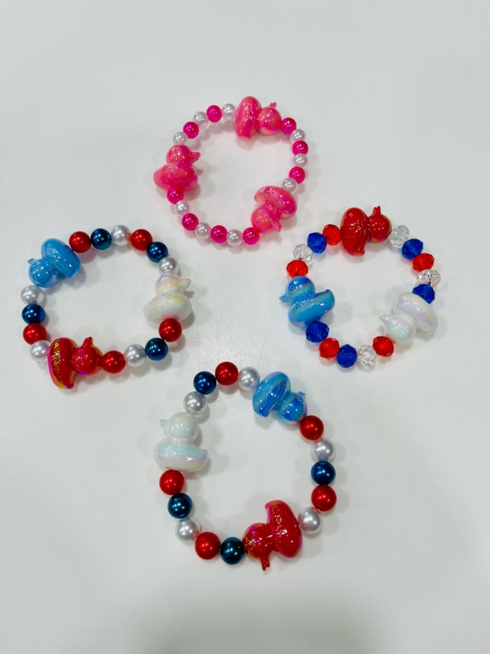 Handmade Glass Bead Duck Bracelets.  $5 each